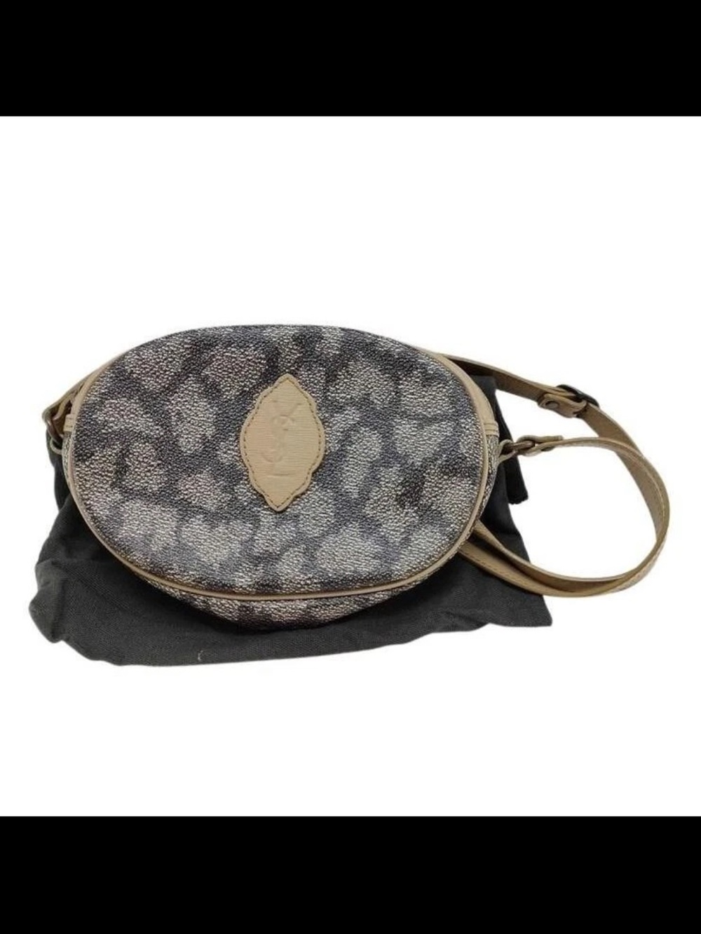 Yves Saint Laurent Oval Crossbody Bag in Gray and Tan
